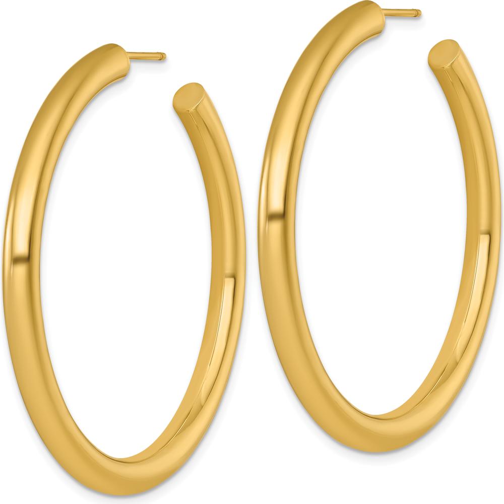 14K Yellow Gold Polished 50mm Tube C-Hoop Post Earrings by 0