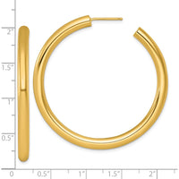 14K Yellow Gold Polished 50mm Tube C-Hoop Post Earrings by 0