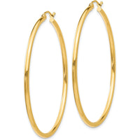14K Yellow Gold Polished 50mm Tube Hoop Earrings - Timeless Medium Hoops for Everyday Elegance by 0