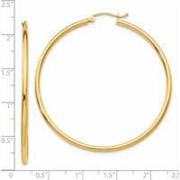 14K Yellow Gold Polished 50mm Tube Hoop Earrings - Timeless Medium Hoops for Everyday Elegance by 0