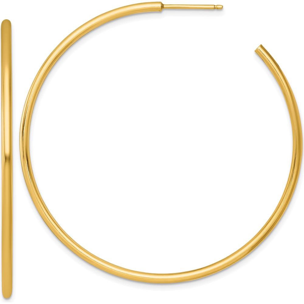 14K Yellow Gold Polished 55mm C-Hoop Post Earrings by 0