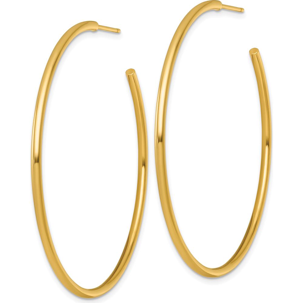 14K Yellow Gold Polished 55mm C-Hoop Post Earrings by 0