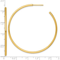 14K Yellow Gold Polished 55mm C-Hoop Post Earrings by 0