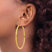 14K Yellow Gold Polished 55mm Lightweight 3mm Tube Hoop Earrings by 0