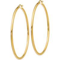 14K Yellow Gold Polished 55mm Lightweight Tube Hoop Earrings by 0