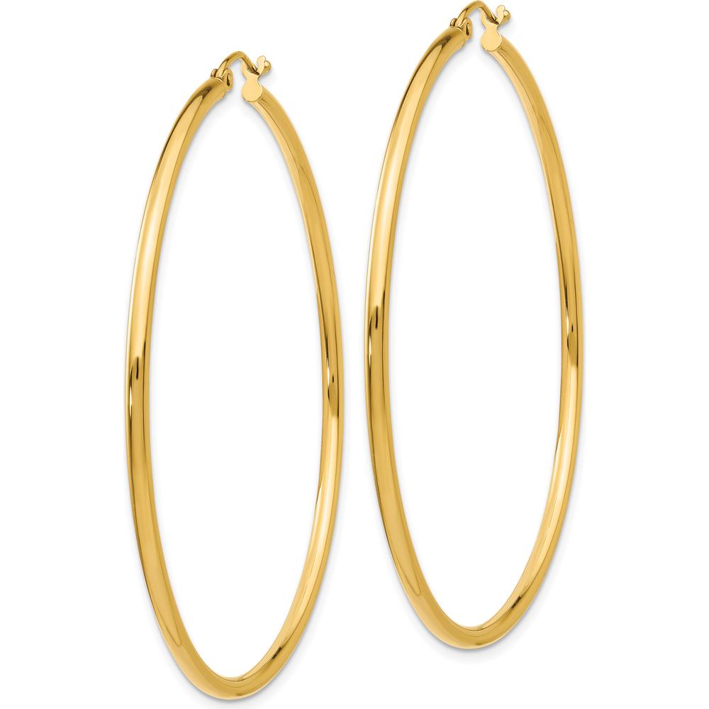 14K Yellow Gold Polished 55mm Lightweight Tube Hoop Earrings by 0