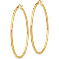 14K Yellow Gold Polished 55mm Tube Hoop Earrings by 0