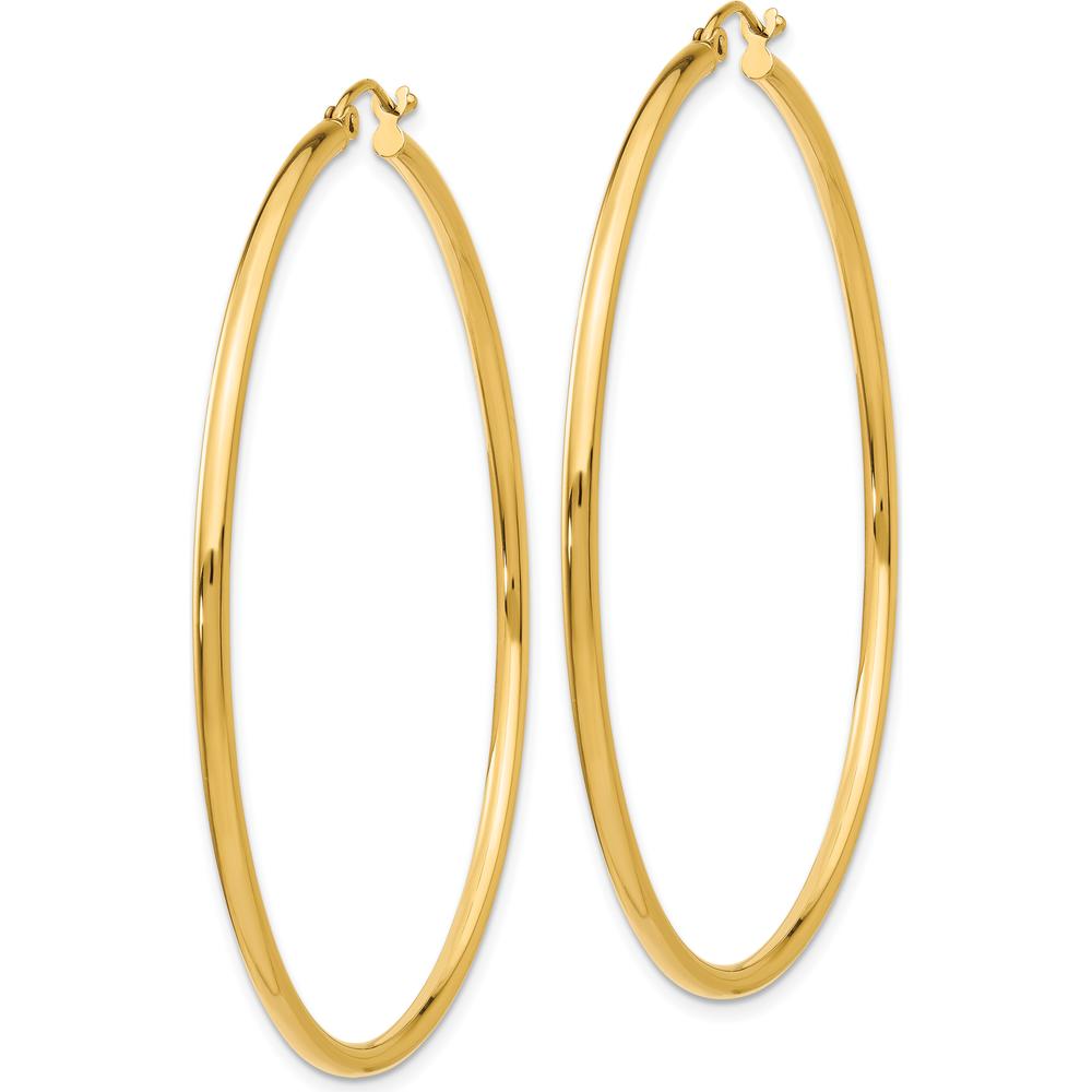 14K Yellow Gold Polished 55mm Tube Hoop Earrings by 0