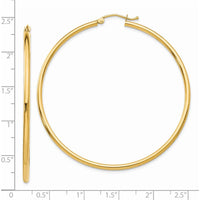 14K Yellow Gold Polished 55mm Tube Hoop Earrings by 0