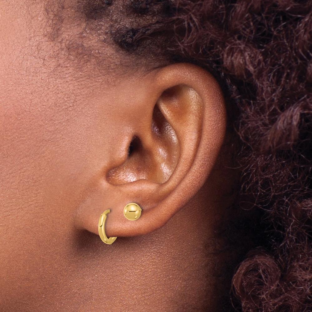 14K Yellow Gold Polished 5mm Ball and Hinged Hoop Earring Set by Oro Pregiato