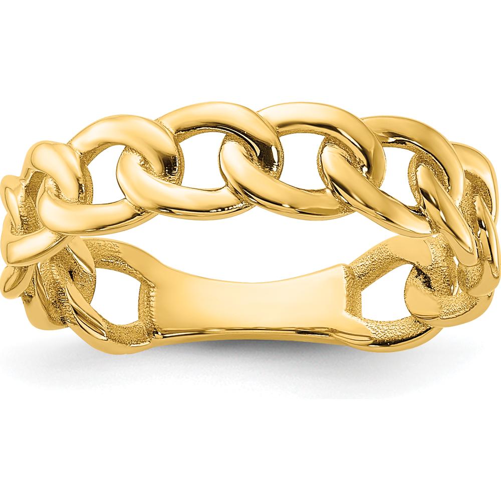 14K Yellow Gold Polished 5mm Curb Link Ring - Size 6.5 by 0