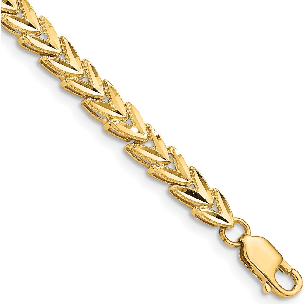 14K Yellow Gold Polished 5mm Diamond-Cut Link Bracelet - 7" Length by Oro Pregiato