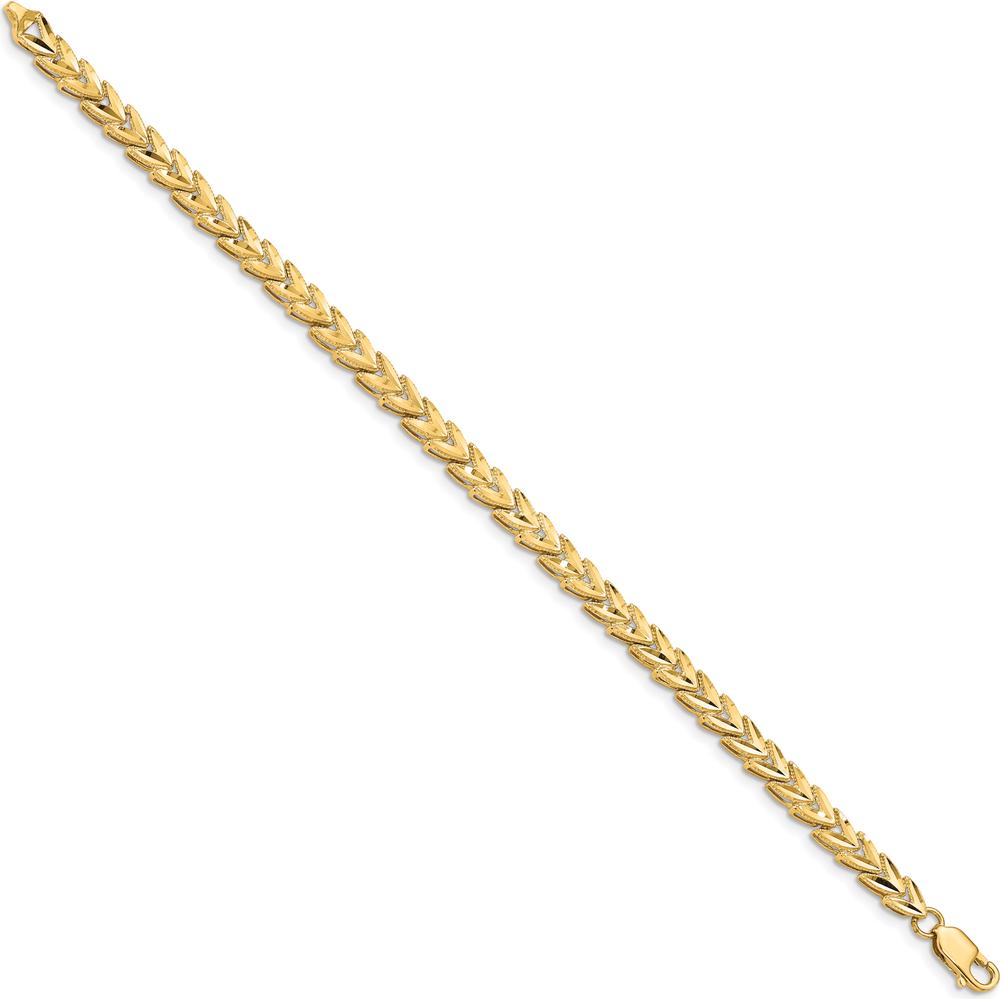 14K Yellow Gold Polished 5mm Diamond-Cut Link Bracelet - 7" Length by Oro Pregiato