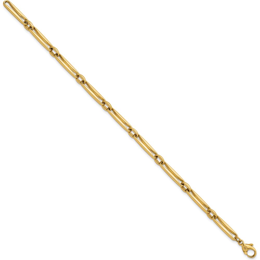 14K Yellow Gold Polished 5mm Fancy Long and Round Link 7.5" Bracelet by 0