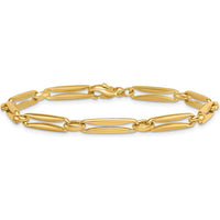 14K Yellow Gold Polished 5mm Fancy Long and Round Link 7.5" Bracelet by 0