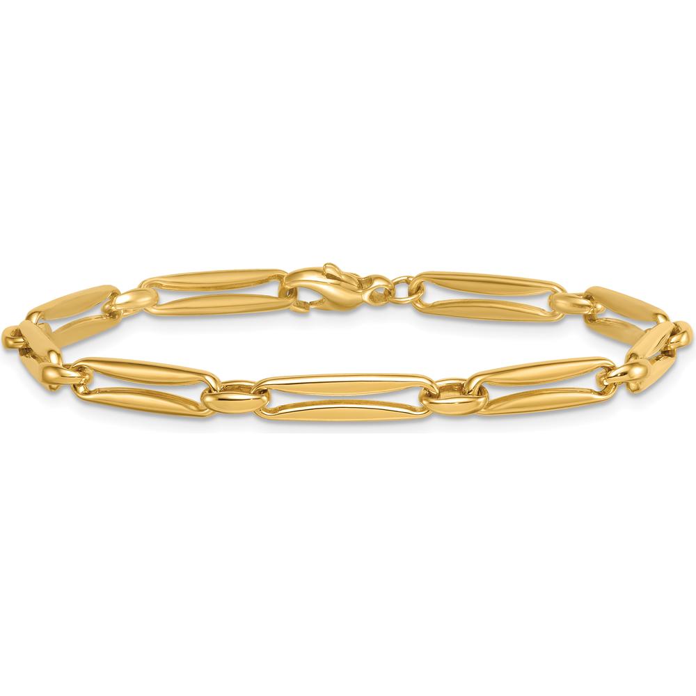 14K Yellow Gold Polished 5mm Fancy Long and Round Link 7.5" Bracelet by 0