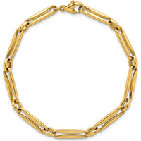 14K Yellow Gold Polished 5mm Fancy Long and Round Link 7.5" Bracelet by 0