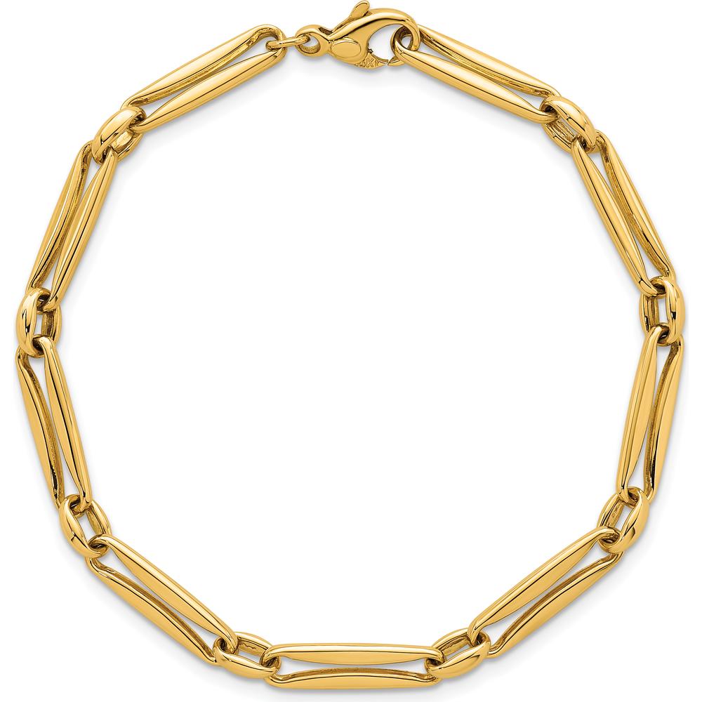 14K Yellow Gold Polished 5mm Fancy Long and Round Link 7.5" Bracelet by 0