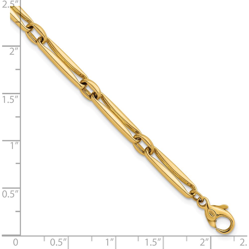 14K Yellow Gold Polished 5mm Fancy Long and Round Link 7.5" Bracelet by 0
