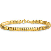 14K Yellow Gold Polished 5mm Herringbone Link Bracelet - 7.5" Length by 0