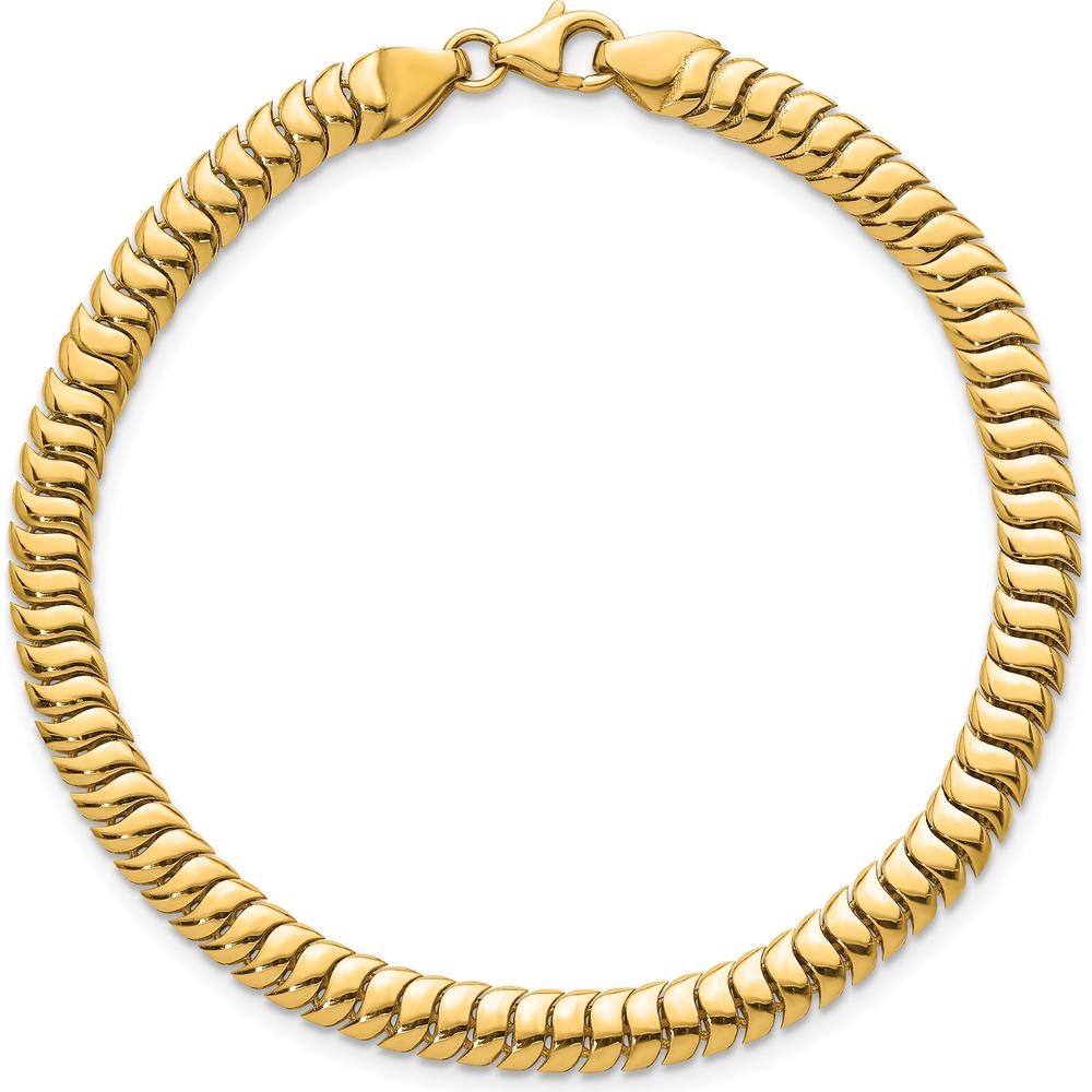 14K Yellow Gold Polished 5mm Herringbone Link Bracelet - 7.5" Length by 0
