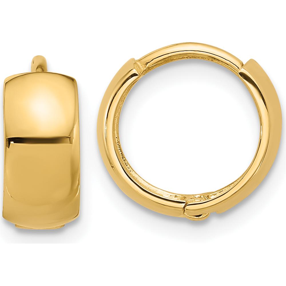14K Yellow Gold Polished 5mm Hinged Huggie Hoop Earrings - Elegant and Secure Design by Oro Pregiato