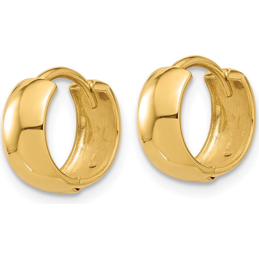 14K Yellow Gold Polished 5mm Hinged Huggie Hoop Earrings - Elegant and Secure Design by Oro Pregiato