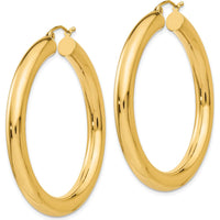 14K Yellow Gold Polished 5mm Lightweight Hoop Earrings - 45mm Length by 0