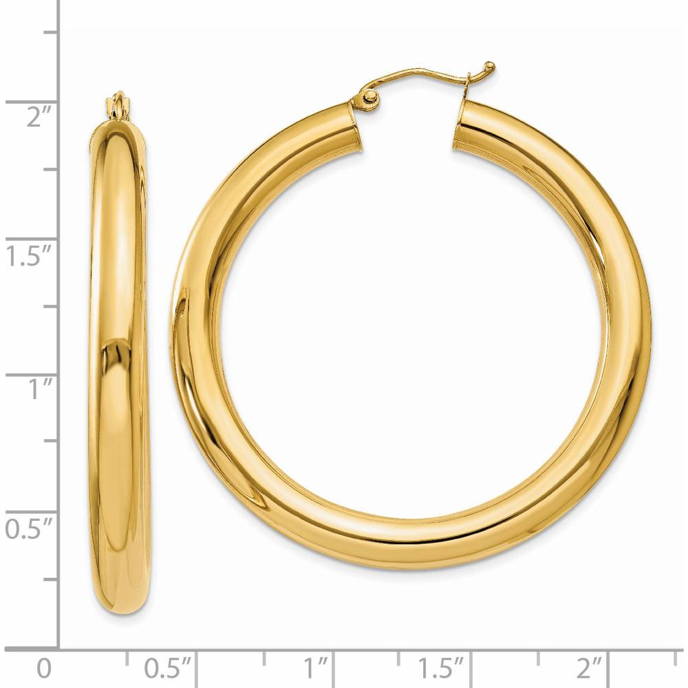 14K Yellow Gold Polished 5mm Lightweight Hoop Earrings - 45mm Length by 0