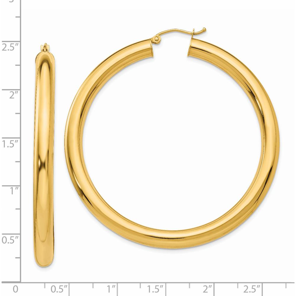 14K Yellow Gold Polished 5mm Lightweight Hoop Earrings - 55mm Length by 0