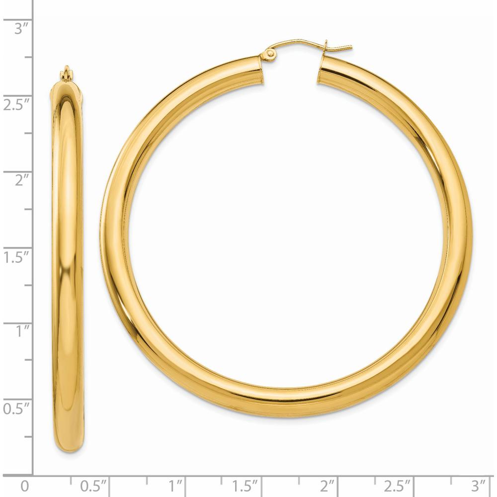 14K Yellow Gold Polished 5mm Lightweight Hoop Earrings - 60mm Length by 0