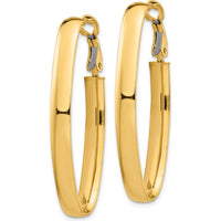14K Yellow Gold Polished 5mm Omega Back Oval Hoop Earrings - 43.31mm Length by Oro Pregiato