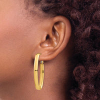 14K Yellow Gold Polished 5mm Omega Back Oval Hoop Earrings - 43.31mm Length by Oro Pregiato