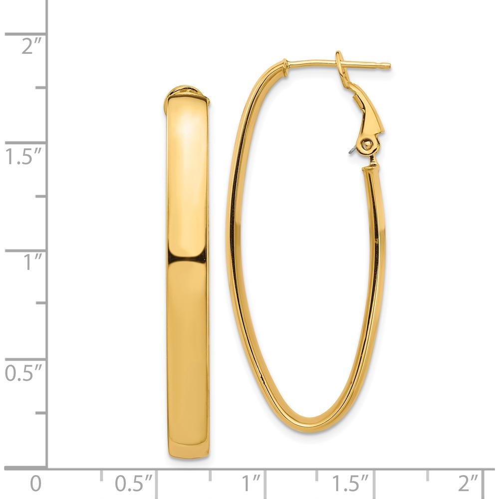 14K Yellow Gold Polished 5mm Omega Back Oval Hoop Earrings - 43.31mm Length by Oro Pregiato
