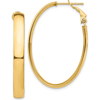 14K Yellow Gold Polished 5mm Omega Back Oval Hoop Earrings by Oro Pregiato