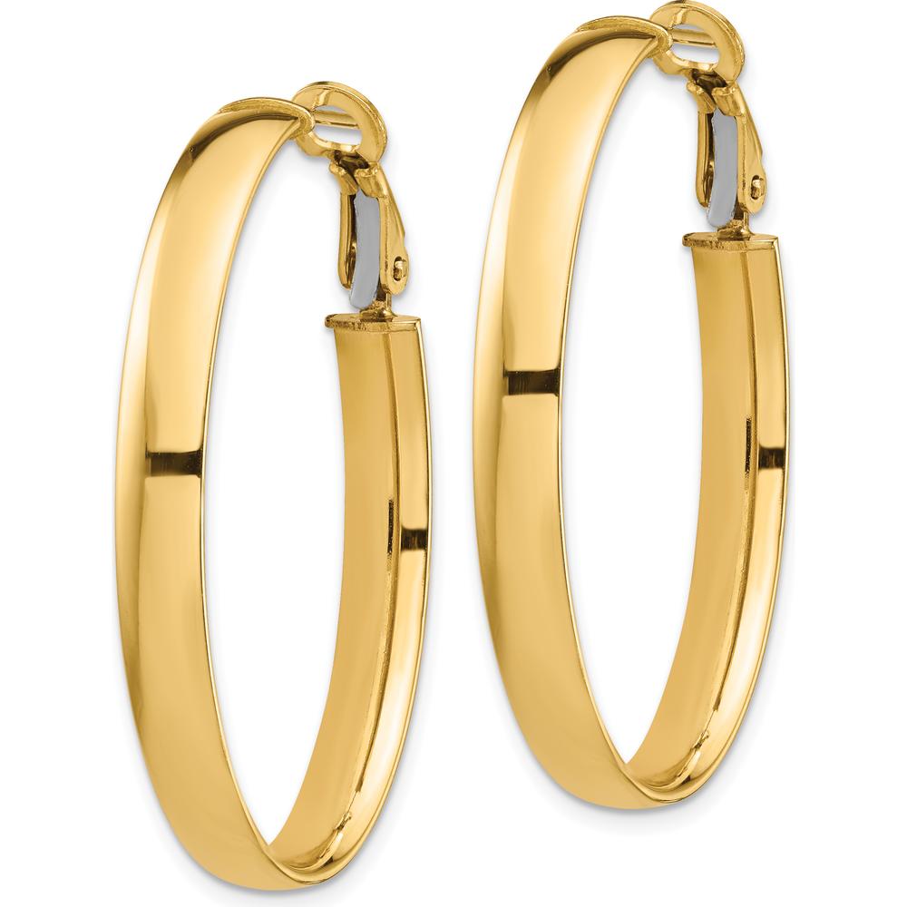 14K Yellow Gold Polished 5mm Omega Back Oval Hoop Earrings by Oro Pregiato