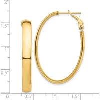 14K Yellow Gold Polished 5mm Omega Back Oval Hoop Earrings by Oro Pregiato