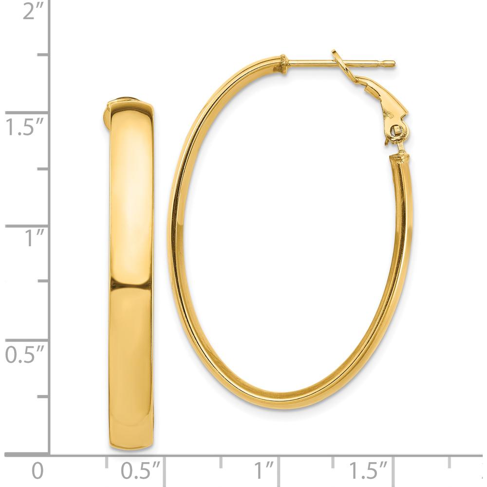 14K Yellow Gold Polished 5mm Omega Back Oval Hoop Earrings by Oro Pregiato