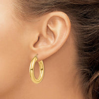 14K Yellow Gold Polished 5mm Tube Hoop Earrings - 30mm Length by 0