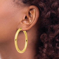 14K Yellow Gold Polished 5mm Tube Hoop Earrings - 50mm Length by 0