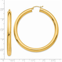 14K Yellow Gold Polished 5mm Tube Hoop Earrings - 55mm Length by 0