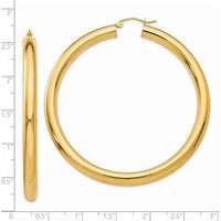 14K Yellow Gold Polished 5mm Tube Hoop Earrings - 60mm Length by 0