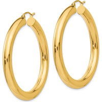14K Yellow Gold Polished 5mm Tube Hoop Earrings - Elegant Large Hoops with Secure Wire & Clutch Closure by 0