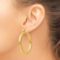 14K Yellow Gold Polished 5mm Tube Hoop Earrings - Elegant Large Hoops with Secure Wire & Clutch Closure by 0
