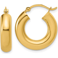 14K Yellow Gold Polished 5mm x 20mm Tube Hoop Earrings by 0
