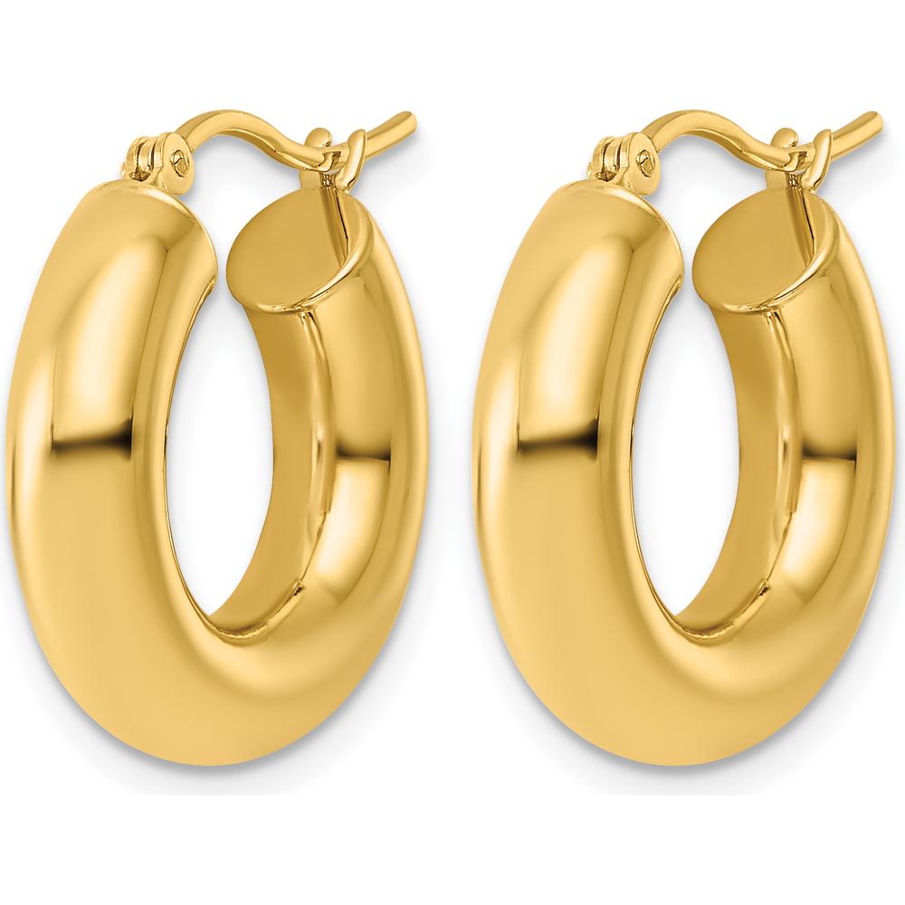 14K Yellow Gold Polished 5mm x 20mm Tube Hoop Earrings by 0