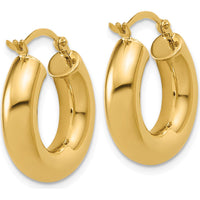14K Yellow Gold Polished 5mm x 20mm Tube Hoop Earrings by 0