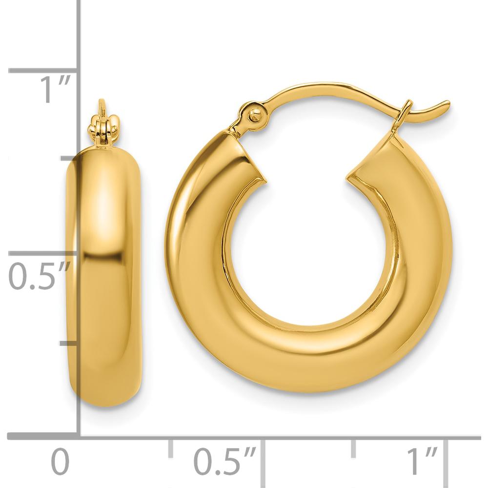 14K Yellow Gold Polished 5mm x 20mm Tube Hoop Earrings by 0
