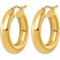 14K Yellow Gold Polished 5mm x 25mm Lightweight Large Hoop Earrings by 0