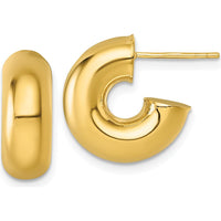 14K Yellow Gold Polished 6.00 x 15mm C-Hoop Post Earrings by 0